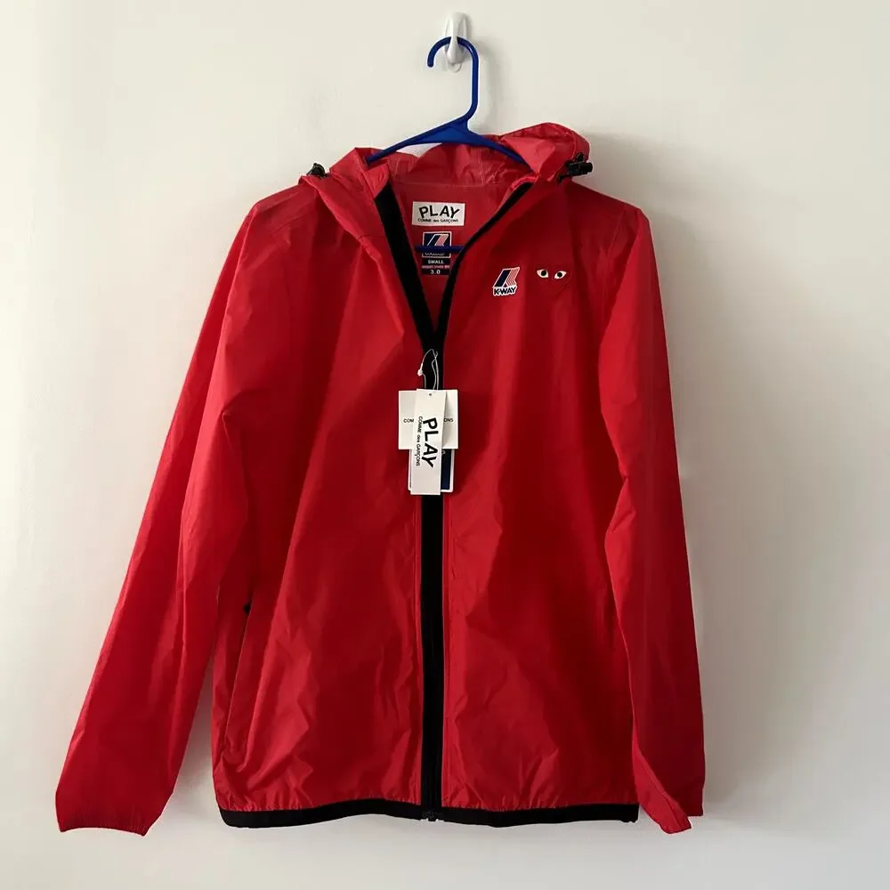 K-Way x Comme Des Garcons Red Windbreaker Jacket NWT Size S